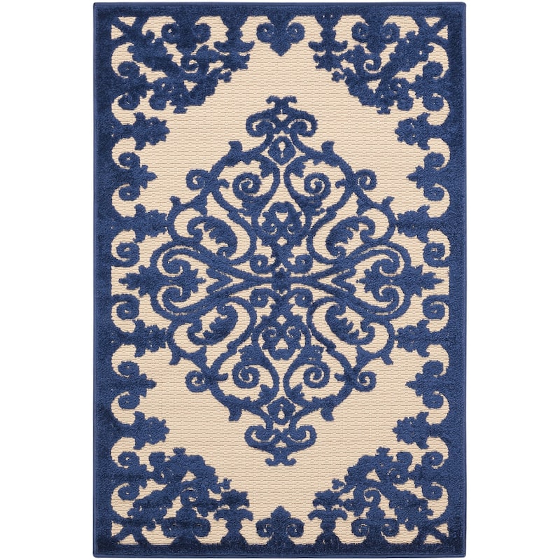 Nourison Aloha Modern Medallion Scroll Indoor / Outdoor Area Rug