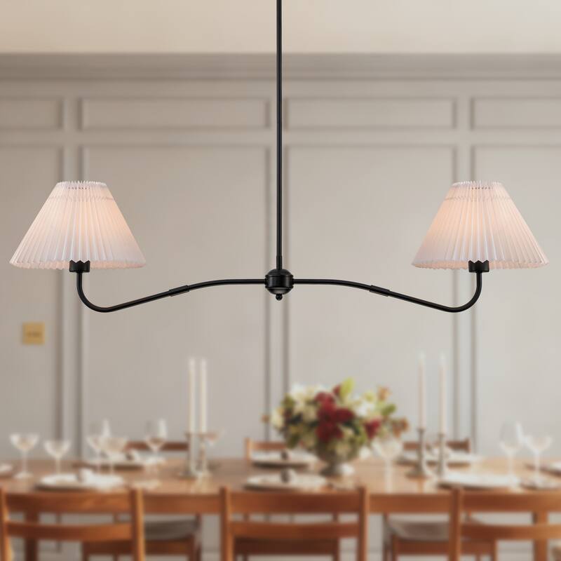 2-Light Linear Pleated Fabric Pendant Light