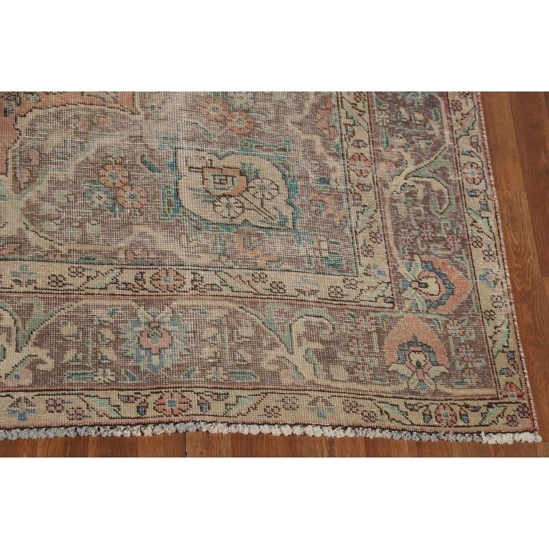 Orange Tabriz Persian Vintage Area Rug Handmade Wool Carpet - 7'9"x 11'0"