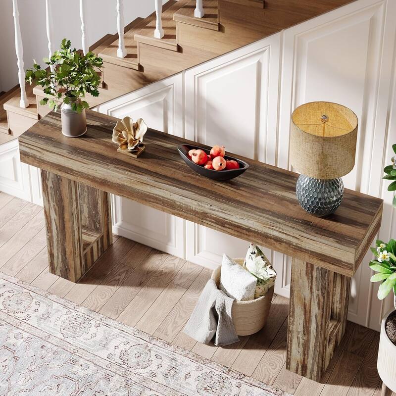 63" Wooden Console Table, Rectangular Sofa Table for Behind Couch, Entryway, HallwayLiving Room