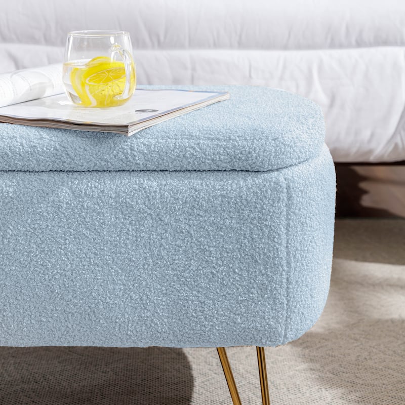 Ouyessir Modern Sherpa Storage Bench, Ottoman with Storage