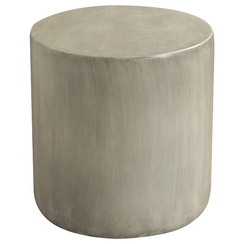 Vintara Modern Cylindrical Round Fiberstone Side Table with Brushed Finish for Living Rooms, Bedrooms, Patios, Balconies - Cement Grey