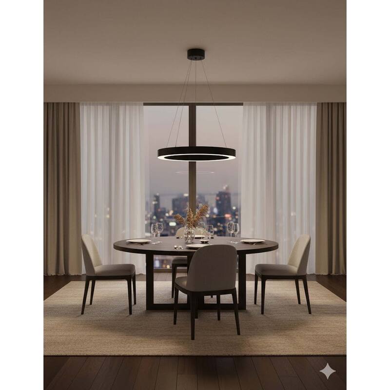 Matte Black LED Chandelier With A White Acrylic Diffuser