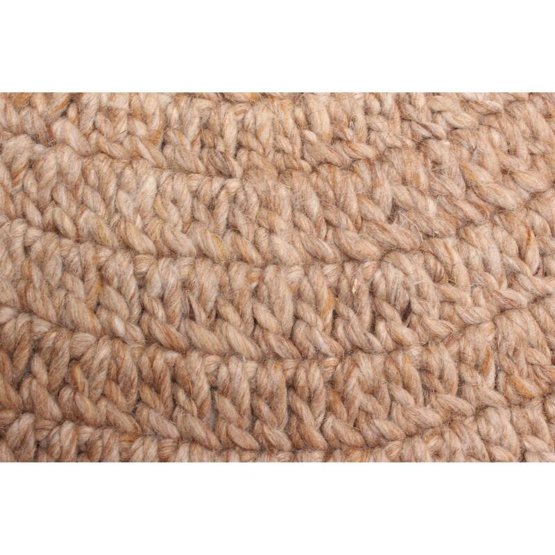 ECARPETGALLERY Braid weave Sienna Tan Wool Rug - 3'2 x 3'2