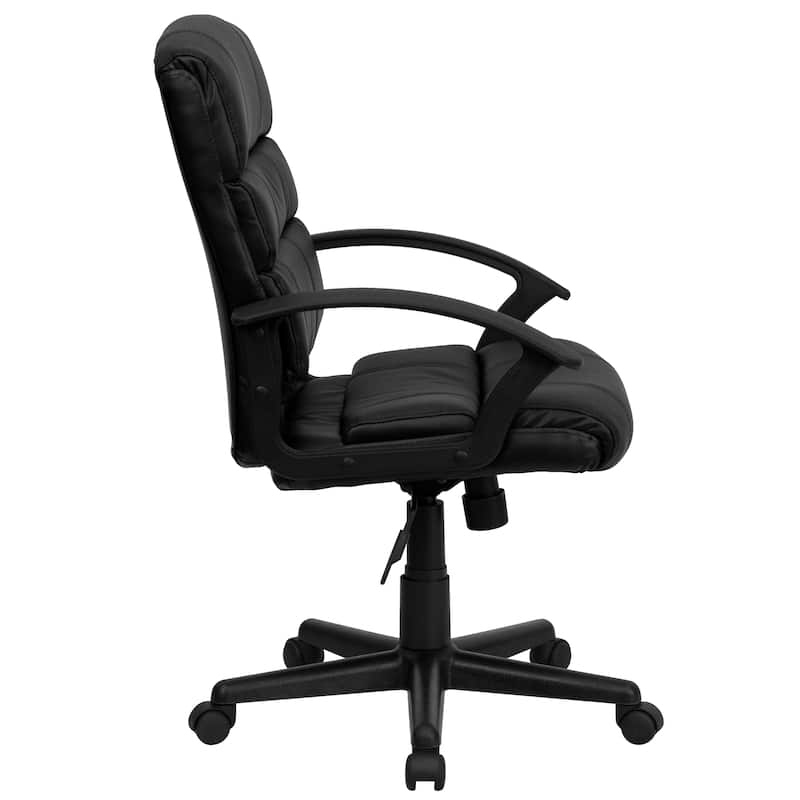 Mid-Back LeatherSoft Swivel Office Chair with Accent Divided Back and Arms