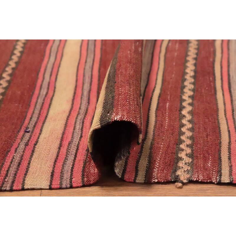 Hand Woven Oriental 100% Wool Carpet Southwestern Geometric Oranges & Rust Kilim Area Rug - 6' 8'' X 4' 9''