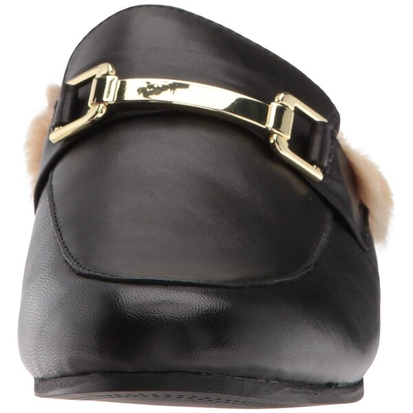 khloe black leather mule