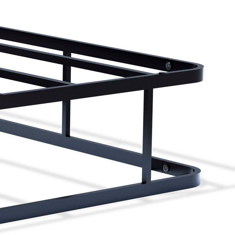 King Bed Frame Metal Platform - Modern Design Headboard Footboard - Black Powder Coated Finish