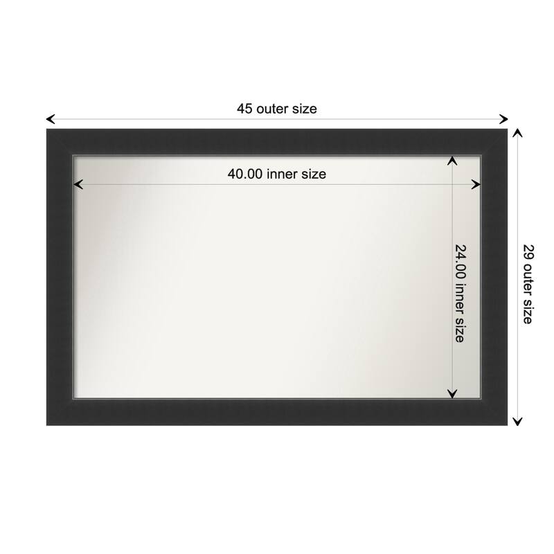 Corvino Black Framed Non-Beveled Custom Wall Mirror, Bathroom Vanity Mirror - Outer Size: 45 x 29