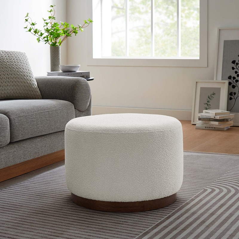 Tilden Large 23"/29"/38" Round Boucle Upholstered Ottoman - 23"W x 23"L x 16"H