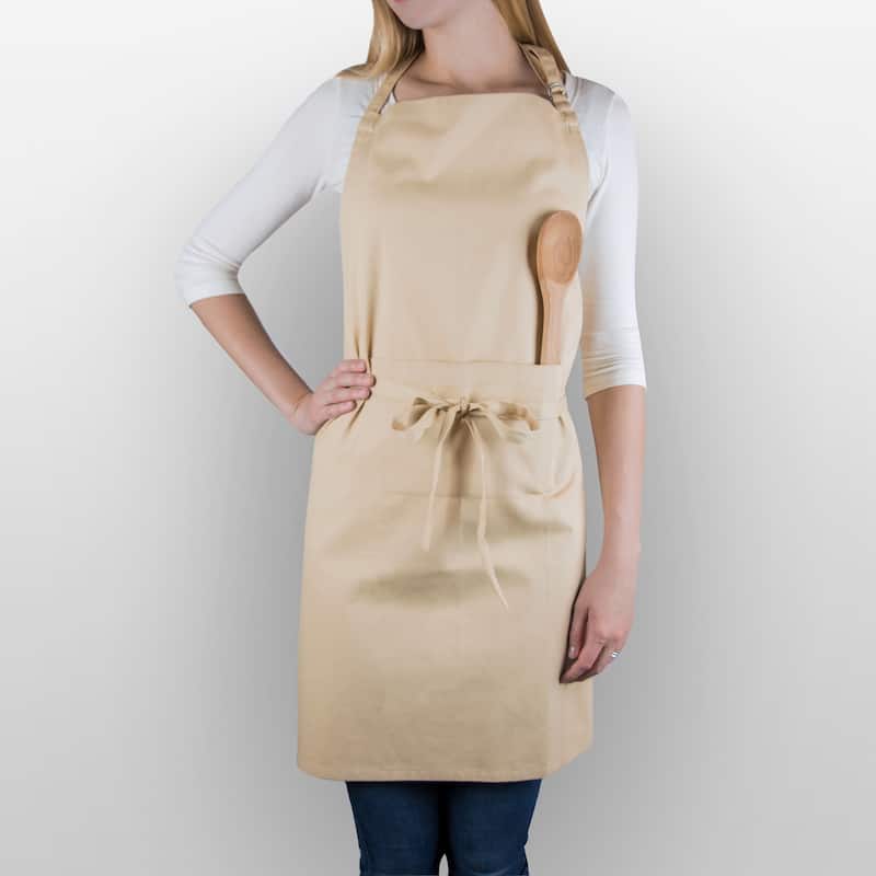 Unisex Chino Cotton Kitchen Chef Apron - 32" - Sand Beige