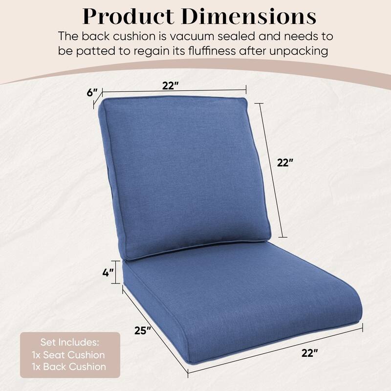 Pocassy 22x25x4" Outdoor Cushion for Swivel Chairs Sofa Set