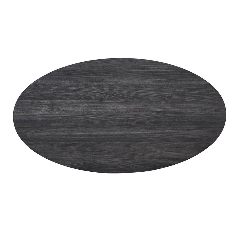26" Modern Oval Coffee Table with Storage Shelf and Wide-curved Legs for Living Room