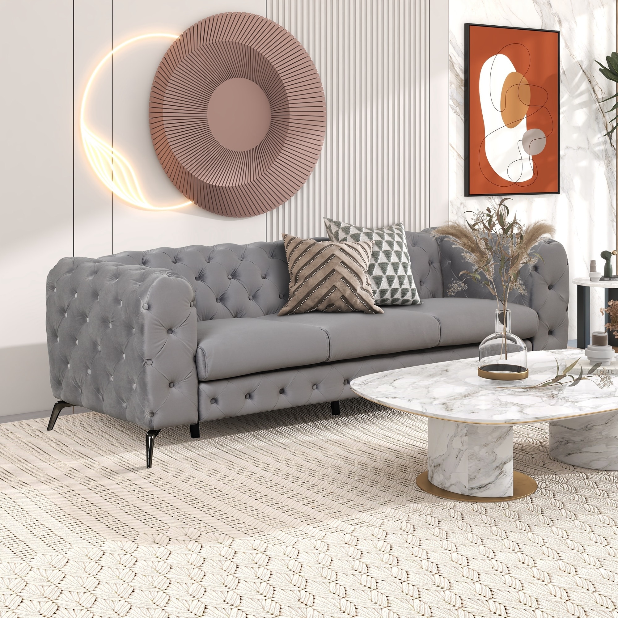 Modern button shop back sofa
