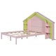 preview thumbnail 39 of 41, Rustic Wood Platform Bed with House-Shaped Headboard & Built-in LED