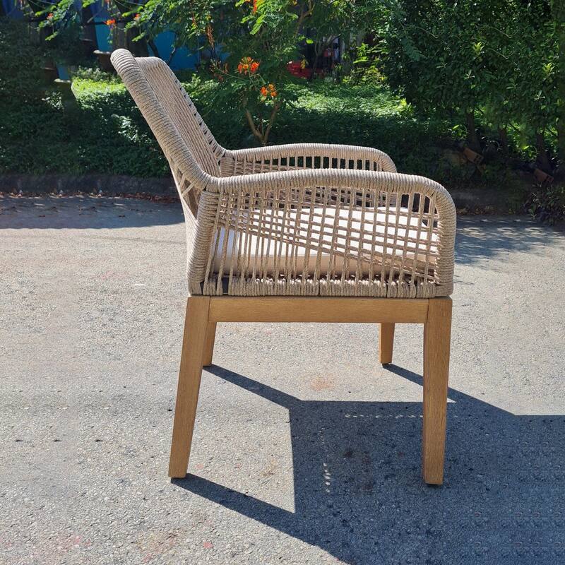 Ottawa 2-Piece Acacia Wood Rope Patio Chairs in Natural Color - Brown/Beige