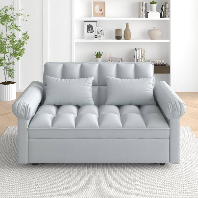 Pull-Out Sleeper Loveseat Multi-Functional Sofa Couch with Adjustable Backrest, 2-in-1 Sleeper Sofa Bed