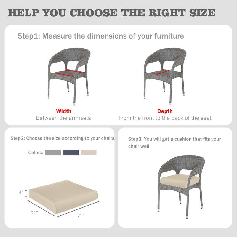 Aoodor Outdoor Removable Chair Cushion with Hidden Zipper（Set of 2）