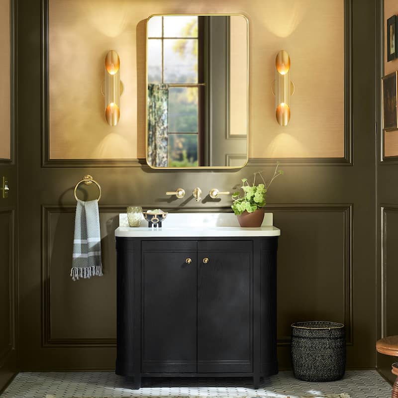 Rennnsan 15.5 in. 2-Light Farmhouse Vintage Cylinder Linear Bathroom Vanity Light