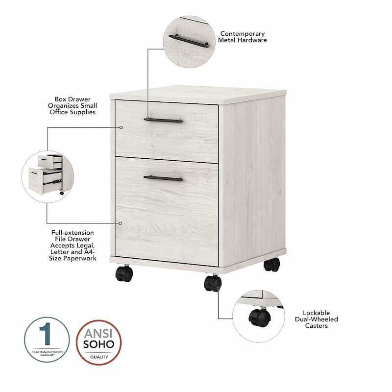 Key West 60W L Shaped Desk with Mobile File Cabinet by Bush Furniture