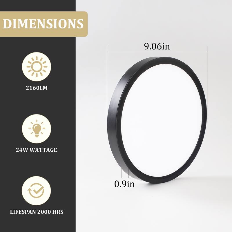 Modern 9.06-inch Round LED Flush Mount Ceiling Lighting for Hallway Bedroom