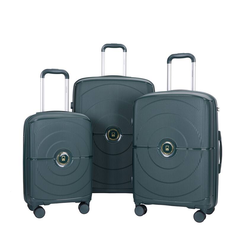 3-Piece, Luggage Sets, Hard-Shell Luggage with 2 Swivel Wheels and TSA Lock, for Boarding Travel, Green