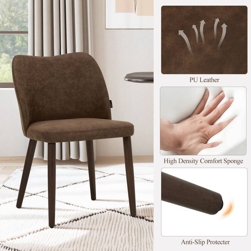 RENEWLINE Set of 2 Wooden Dining Chairs, Beige Upholstered Fabric for Kitchen & Dining Room