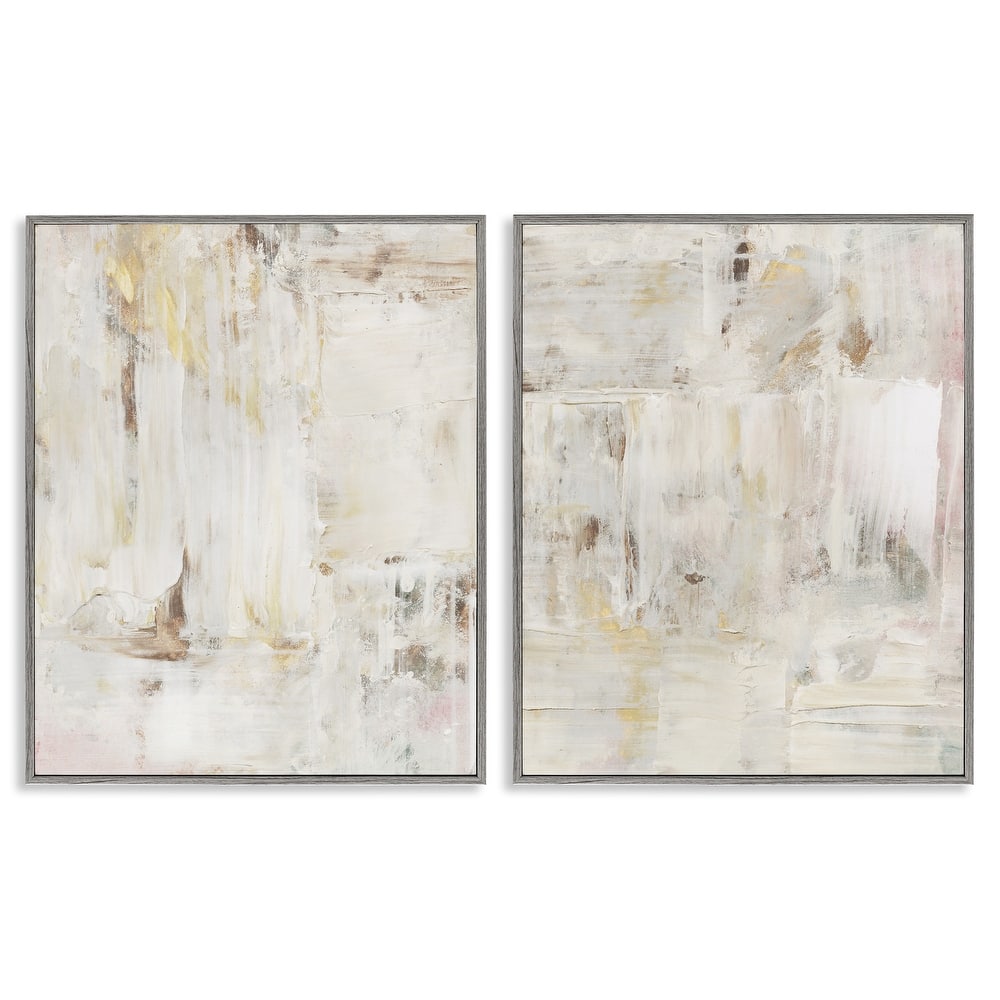 Stupell Contemporary Muted Abstracts Framed Giclee Art Design By Victoria Barnes (Set of 2)