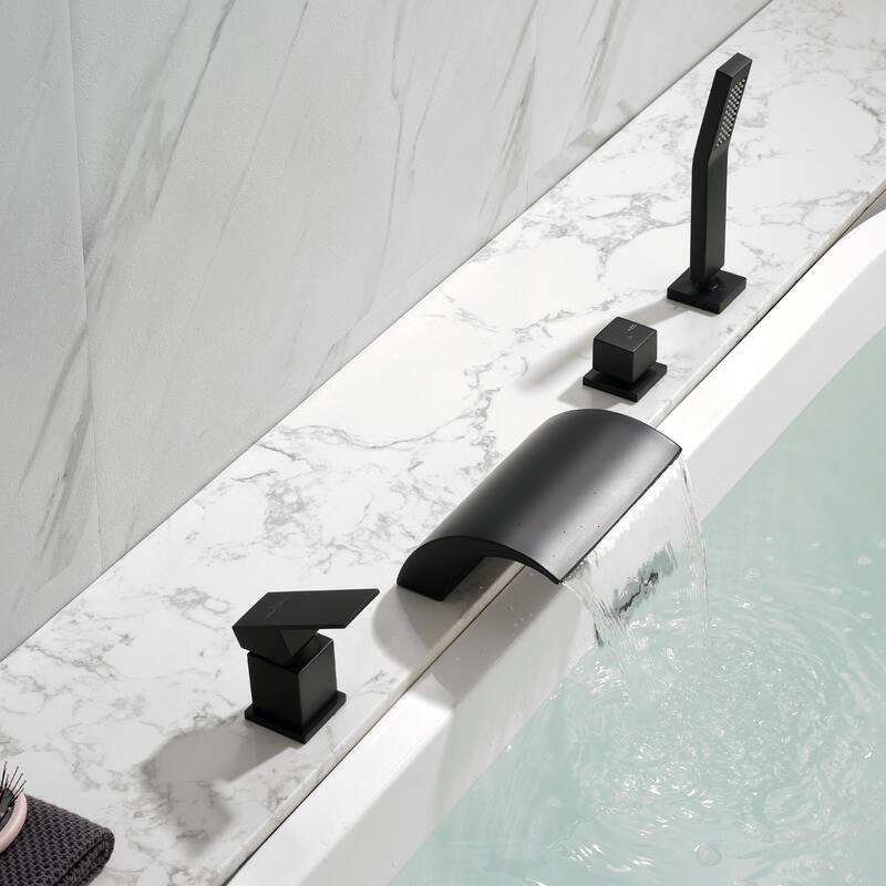 Tub Deck Mount Roman Tub Faucet with 1-Hand Shower