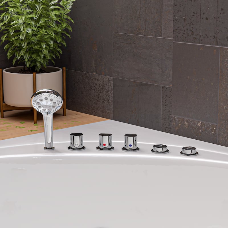 EAGO AM200 5-foot Rounded Modern Double-seat Corner Whirlpool Bathtub
