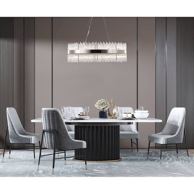 Transitional 24-Light Chrome Oval Stainless Steel Frame Chandelier
