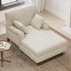 preview thumbnail 3 of 6, Roomfitters 40.5'' Chaise Lounge Chair, Oversized Indoor Sofa with Pillows and Rolled Arms, Corduroy Upholstery, Beige