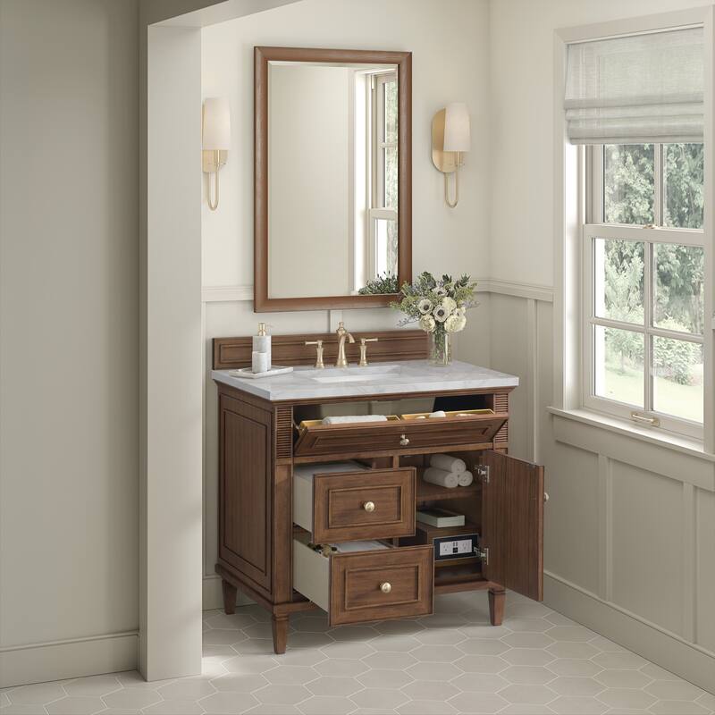 James Martin Vanities Lorelai 36" Single Vanity, Mid-Century Walnut