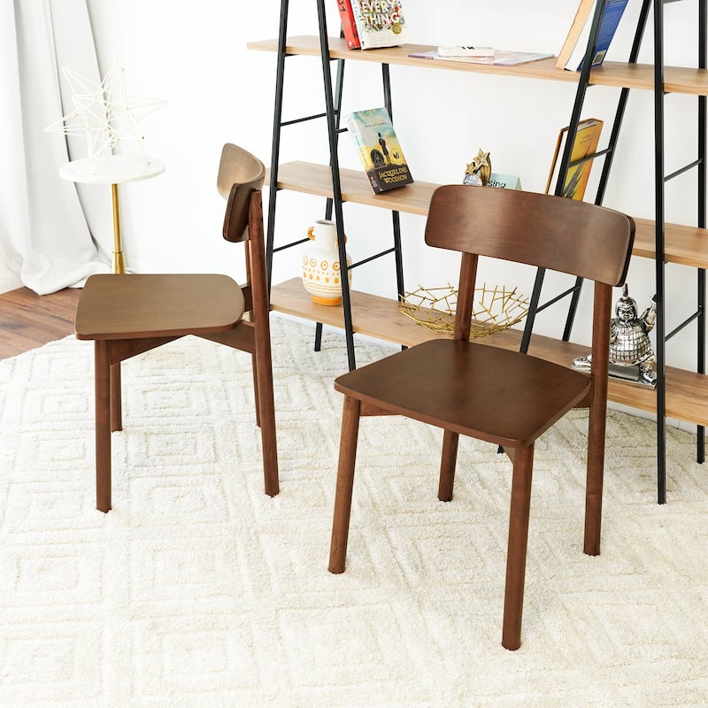 Willow Contemporary Solid Wood Dining Chairs in Brown ( Set of 2)