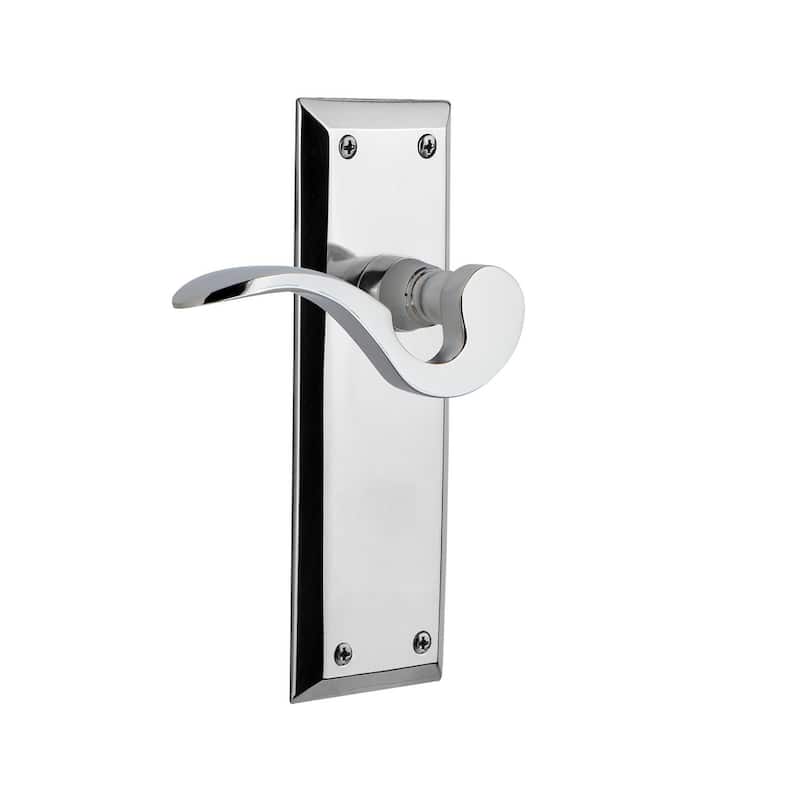 Nostalgic Warehouse Manor Privacy Door Lever Set with New York Rose - Bright Chrome