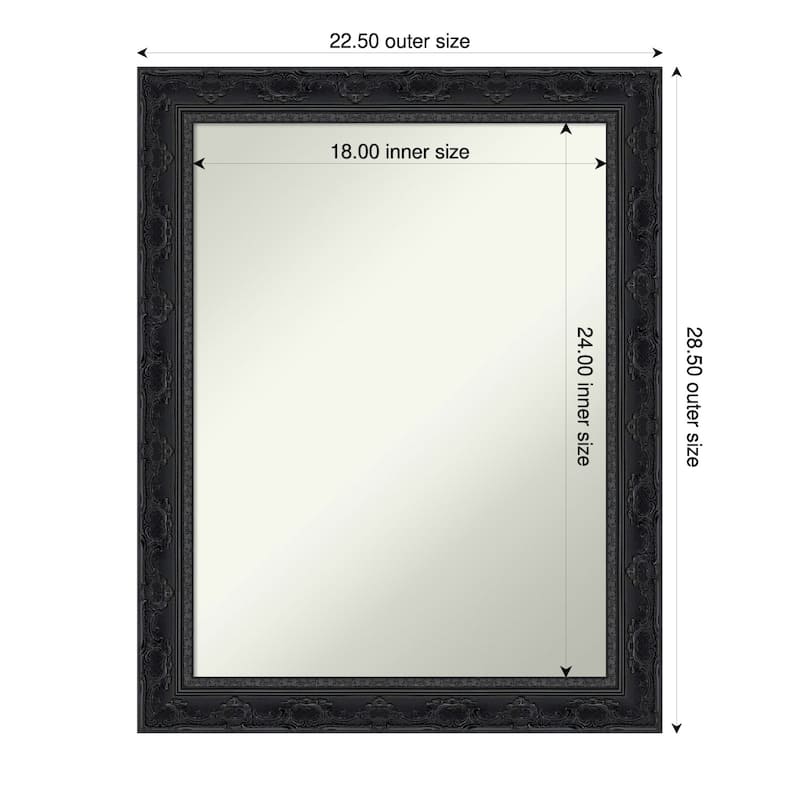 Filigree Non-Beveled Framed Wall Mirror - 23 x 29 in - Filigree Gloss Black