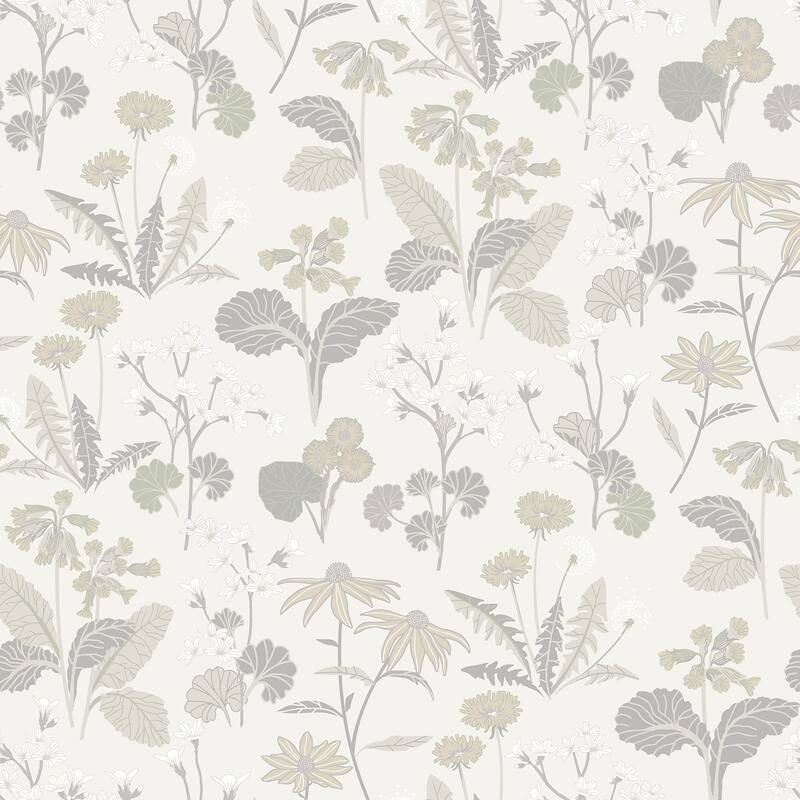 A-Street Prints Magdalena Light Grey Dandelion Wallpaper