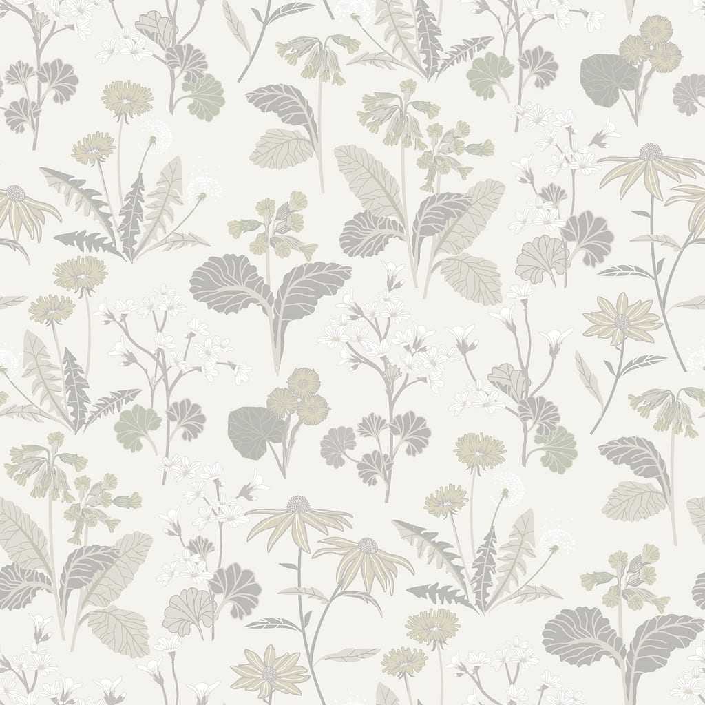 A-Street Prints Magdalena Light Grey Dandelion Wallpaper