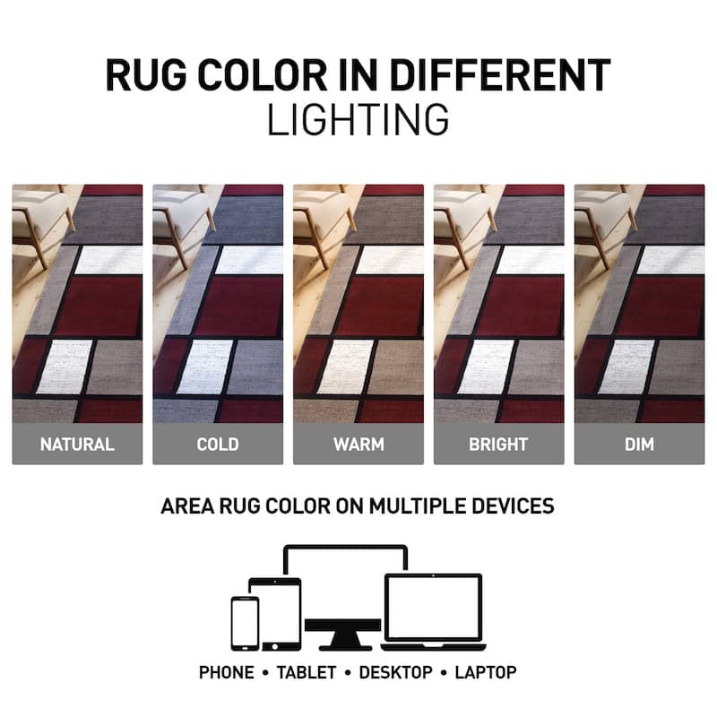 World Rug Gallery Contemporary Modern Boxed Color Block Area Rug