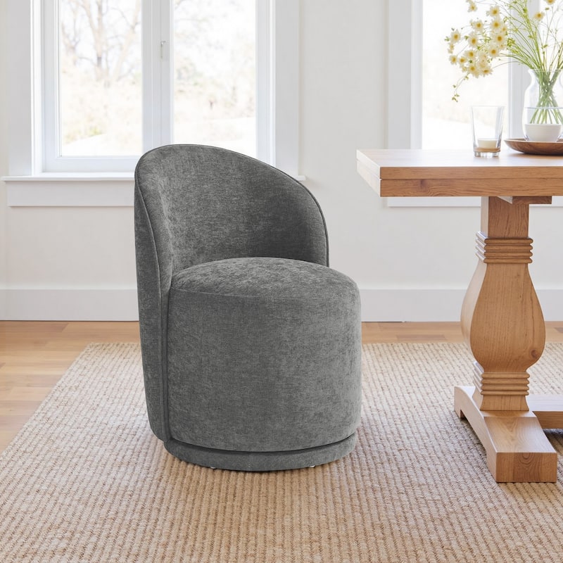23" W Upholstered Swivel Side Chair for Dining Room, Balcony, Parlour - Dark Grey-Cotton Linen