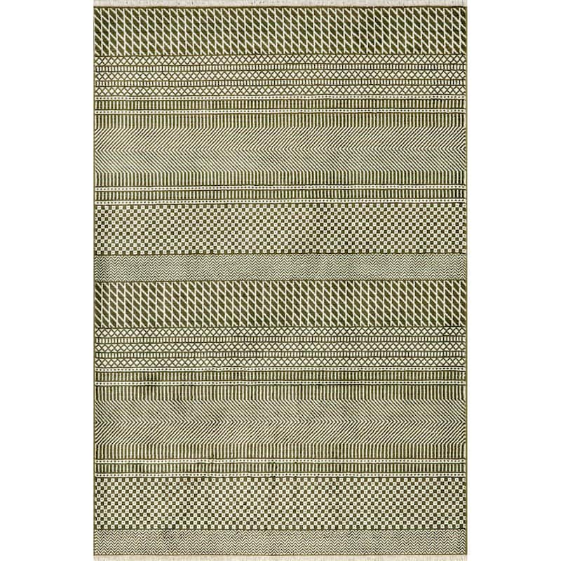 Nuloom Lavender Geometric Fringe Area Rug