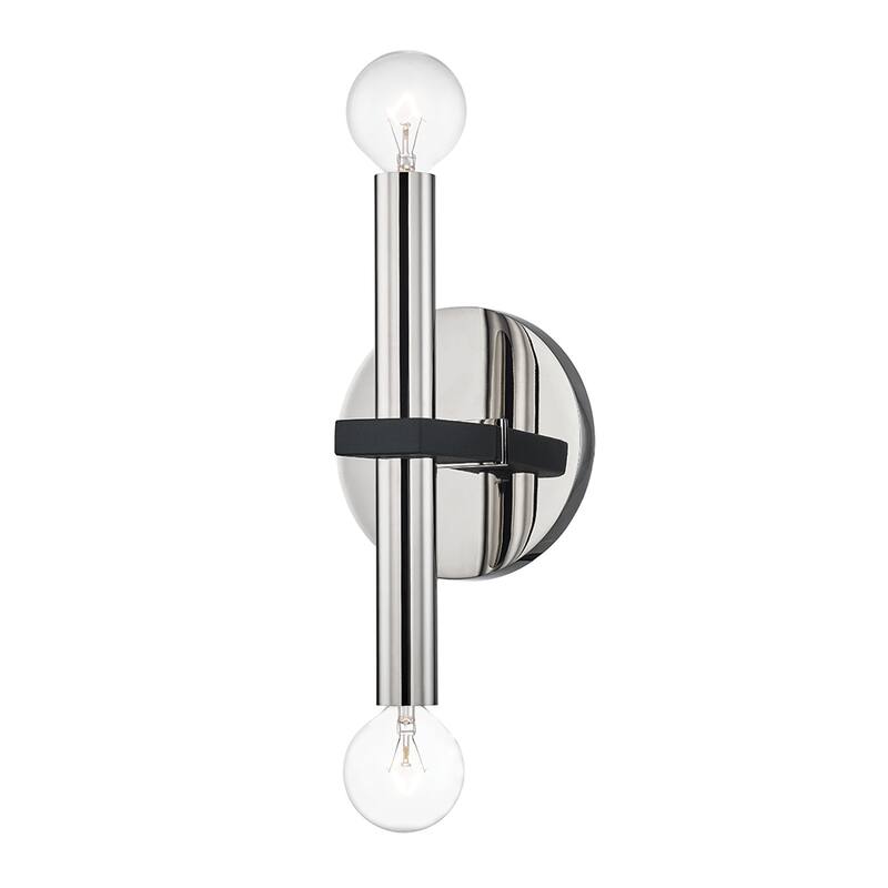 Mitzi by Hudson Valley Colette 2-light Black Wall Sconce - Polished Nickel