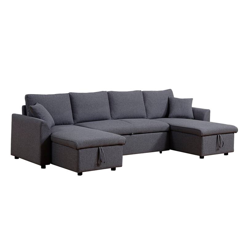 Fashionable U-Shape Pull-out Sleeper Sectional Sofa