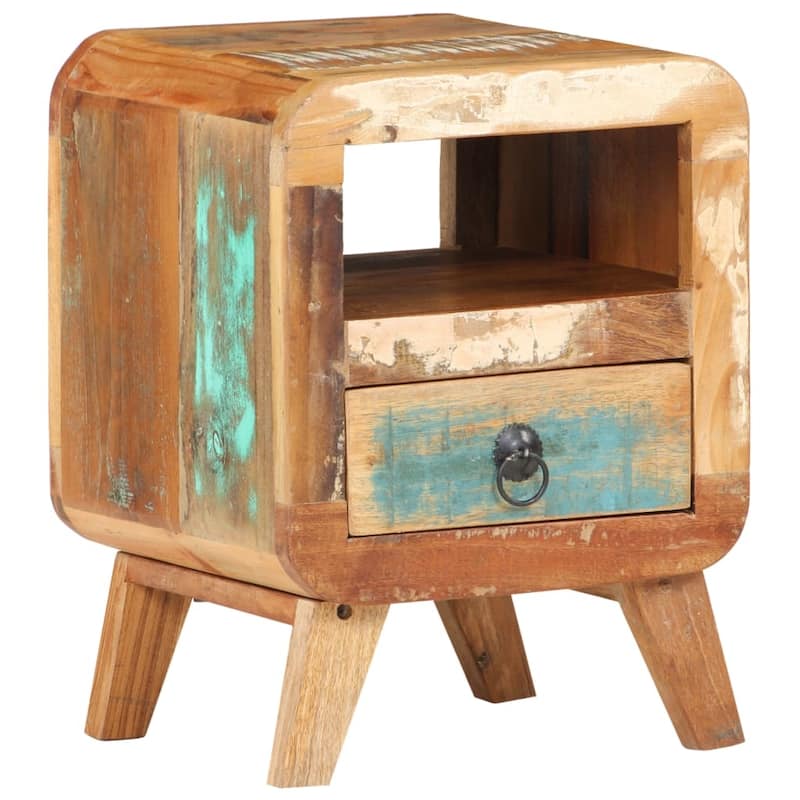vidaXL Cabinet Nightstand Side End Table with Solid Wood Legs for Bedroom - 11.8" x 11.8" x 16.1"