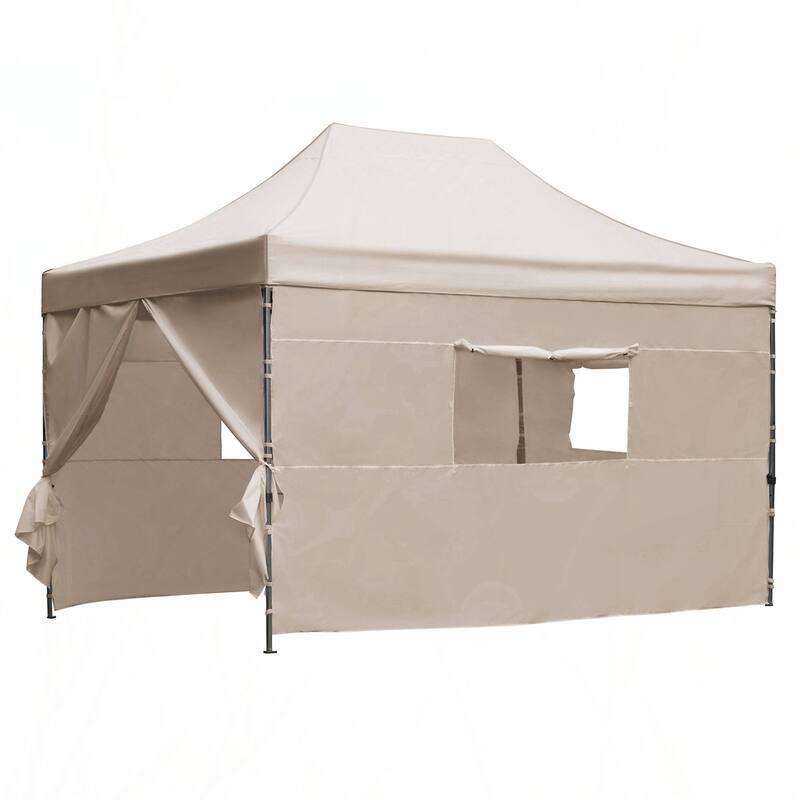 10x15 Pop Up Heavy Duty Party Tent with 4 Sidewalls,Khaki