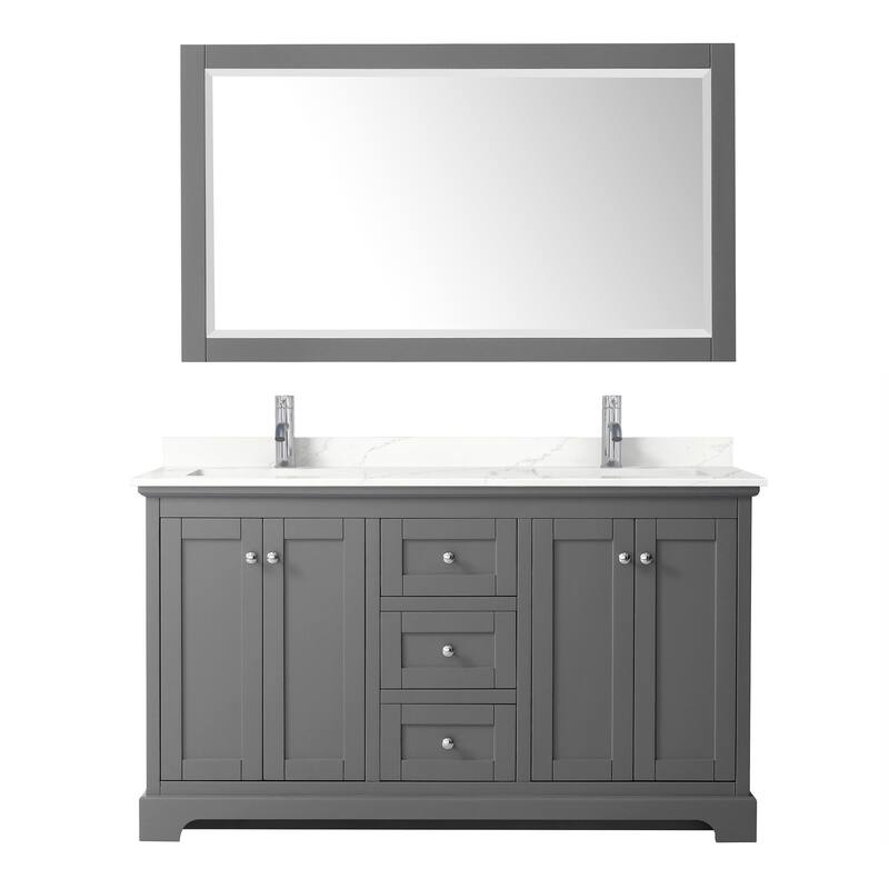 Avery 60-inch Double Vanity, Quartz Top, 58-inch Mirror