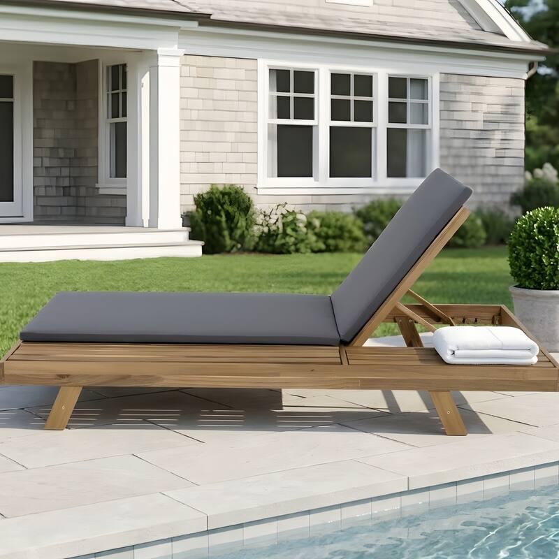 Lounge Chair Set with Open-Sided Design Black Lacquered Locust Wood Frame with Waterproof Cushions