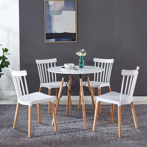 5-piece Dining Set, Elegant Shape Kitchen Set with 4 Chairs