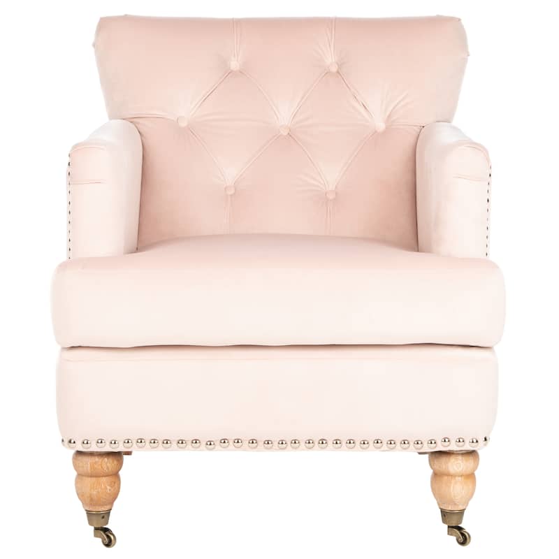 SAFAVIEH Tori Antiqued Tufted Club Chair - 28" x 34.4" x 32.7". - 28"W x 34"D x 33"H - Blush-White Washed