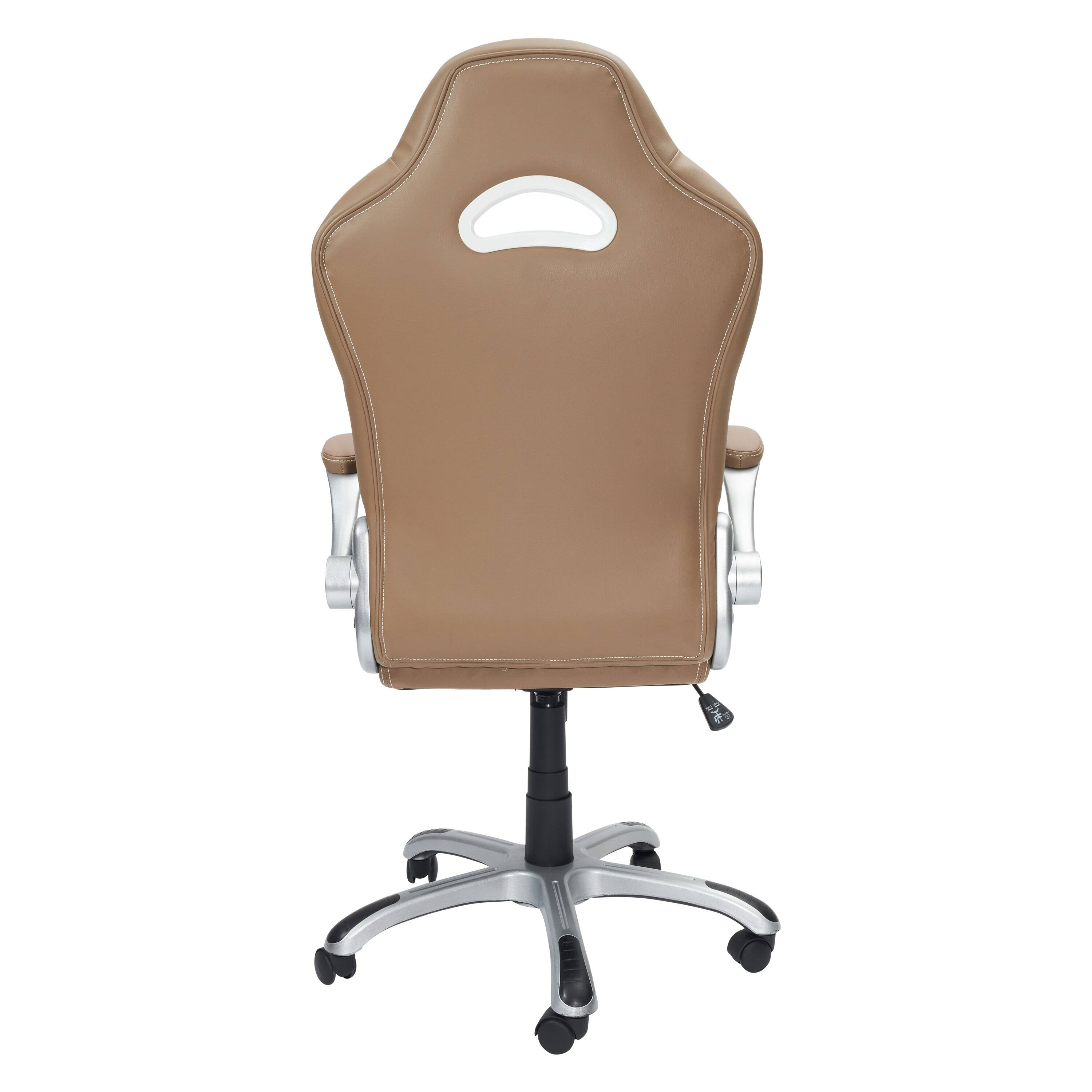 High Back Executive Sport Race Office Chair with FlipUp Arms, Camel
